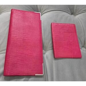 Smythson Of Bond Street Red Leather Passport Long Wallet Sterling Edges Vintage